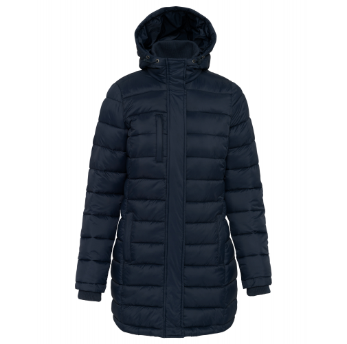 navy Parka ligera acolchada con capucha para mujer