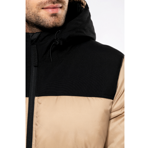 Parka acolchada bicolor con capucha unisex