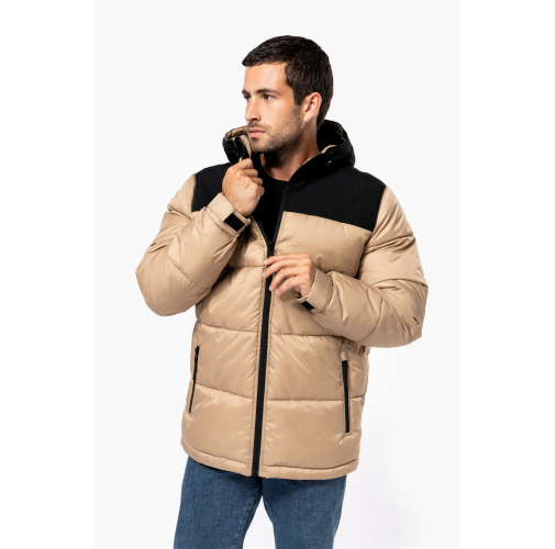 Parka acolchada bicolor con capucha unisex