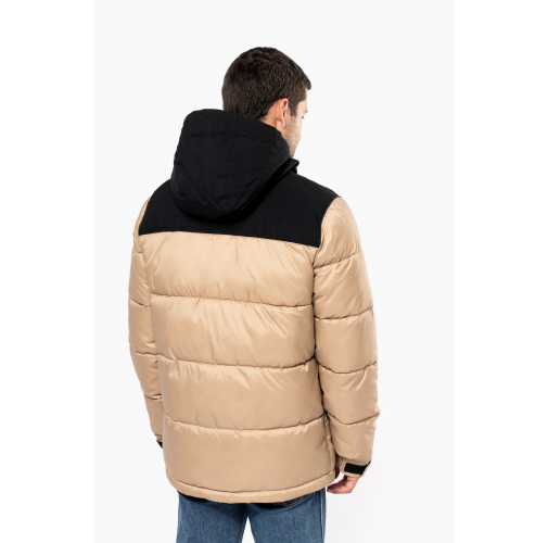 Parka acolchada bicolor con capucha unisex