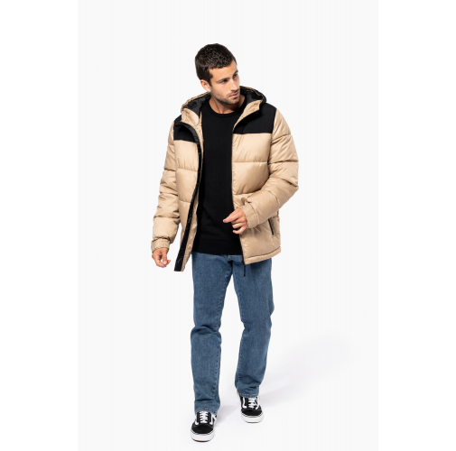 Parka acolchada bicolor con capucha unisex