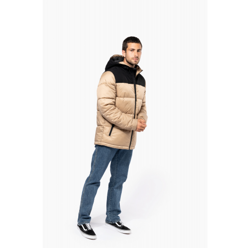 Parka acolchada bicolor con capucha unisex