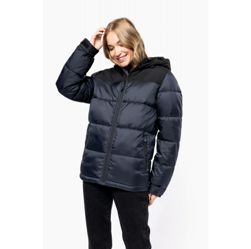 Parka acolchada bicolor con capucha unisex