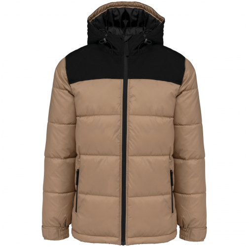 wet sand / black Parka acolchada bicolor con capucha unisex
