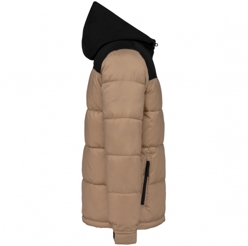 wet sand / black Parka acolchada bicolor con capucha unisex