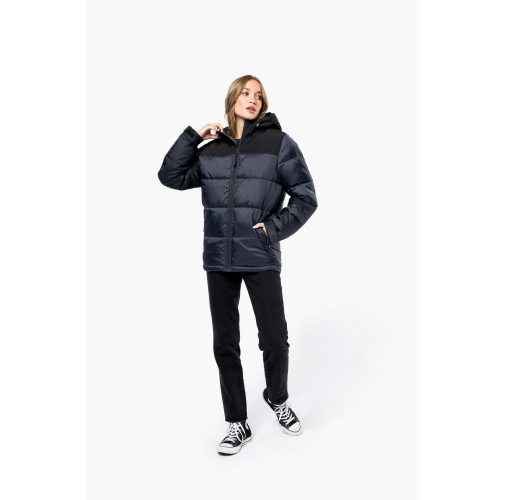 Parka acolchada bicolor con capucha unisex