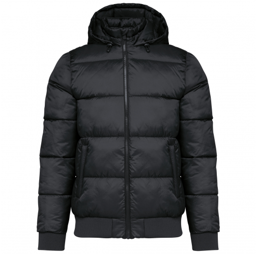 black Chaqueta ripstop reciclada con capucha unisex