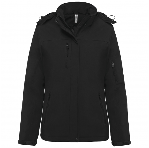 black Parka softshell acolchada con capucha mujer