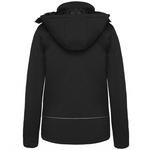 black Parka softshell acolchada con capucha mujer