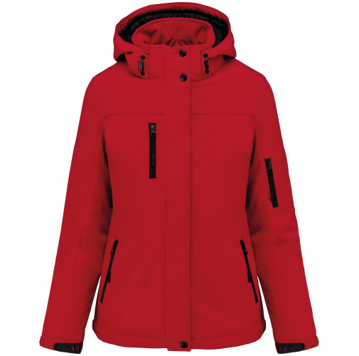 red Parka softshell acolchada con capucha mujer