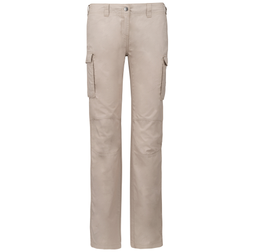beige Pantalón ligero multibolsillos para mujer