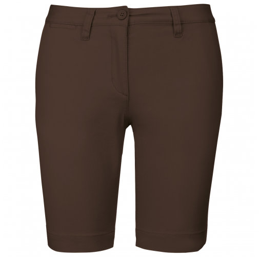 chocolate Bermuda chino mujer