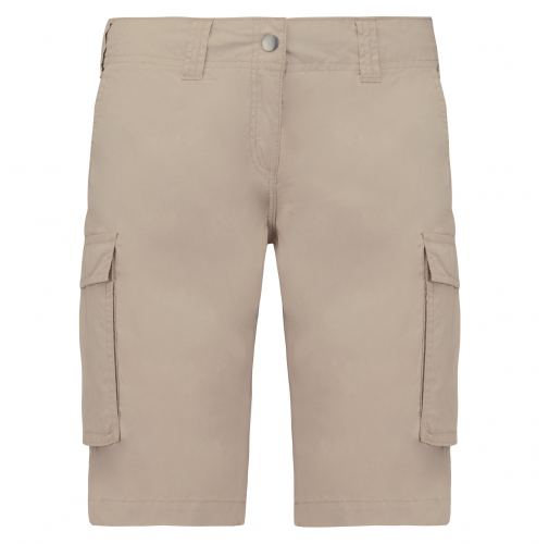 beige Bermuda ligera multibolsillos para mujer
