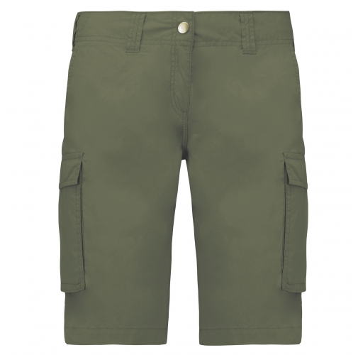 light khaki Bermuda ligera multibolsillos para mujer