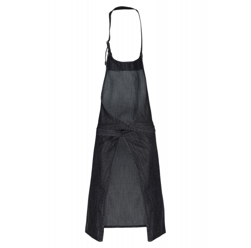 black denim Delantal poliéster / algodón sin bolsillos
