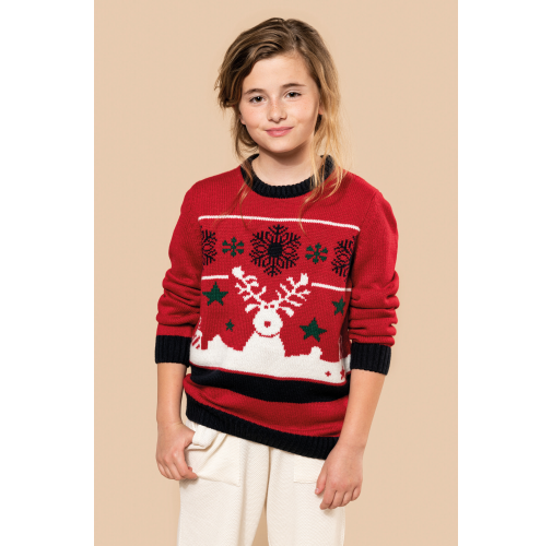 Jersey cuello redondo de Navidad infantil