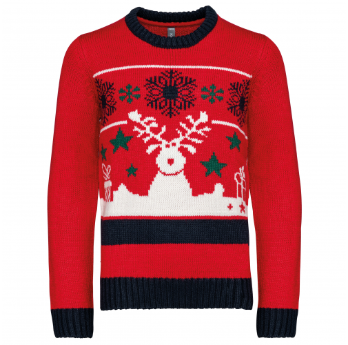 cherry red Jersey cuello redondo de Navidad infantil