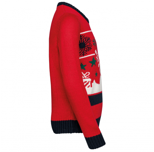 cherry red Jersey cuello redondo de Navidad infantil