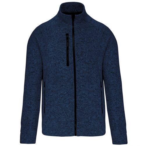 navy melange Chaqueta jaspeada con cremallera hombre