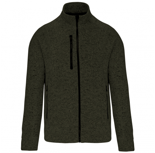 dark khaki melange Chaqueta jaspeada con cremallera hombre