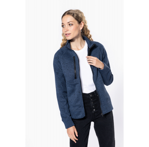 Chaqueta jaspeada con cremallera mujer