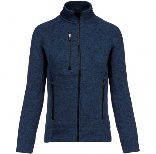 navy melange Chaqueta jaspeada con cremallera mujer