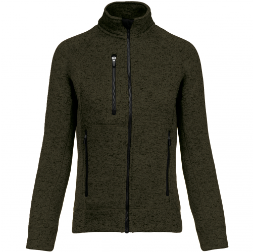 dark khaki melange Chaqueta jaspeada con cremallera mujer