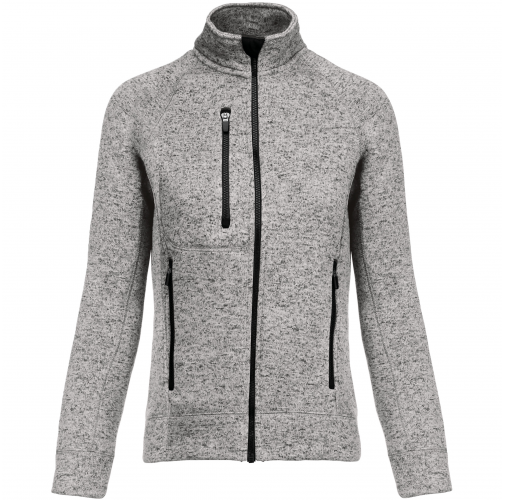light grey melange Chaqueta jaspeada con cremallera mujer