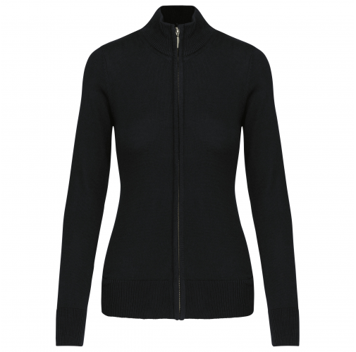 black Chaqueta de punto con cremallera mujer