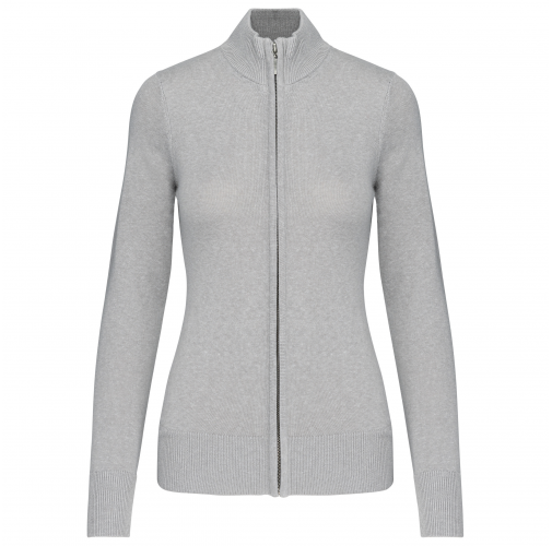 grey melange Chaqueta de punto con cremallera mujer