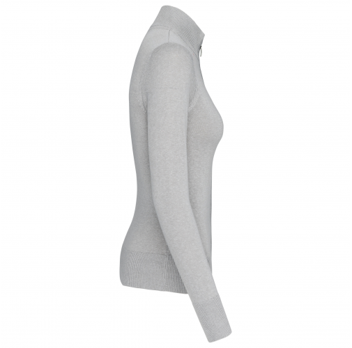 grey melange Chaqueta de punto con cremallera mujer