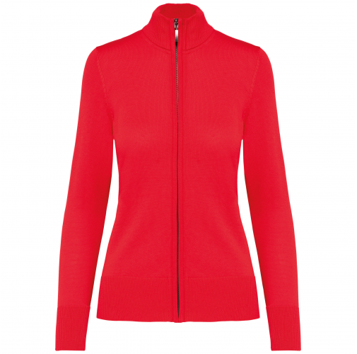 red Chaqueta de punto con cremallera mujer