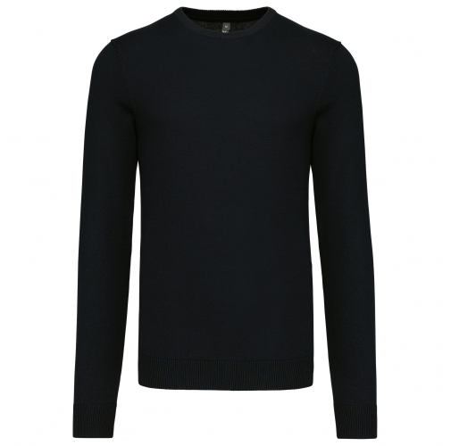 black Jersey cuello redondo manga larga hombre