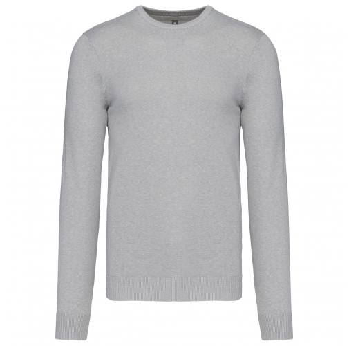 grey melange Jersey cuello redondo manga larga hombre