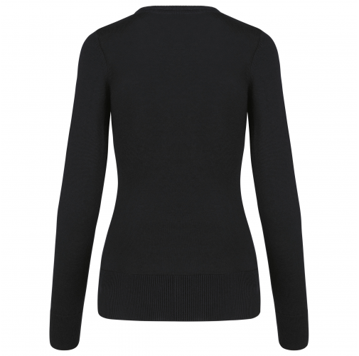 black Jersey cuello redondo manga larga mujer