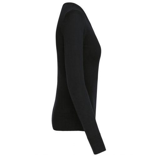 black Jersey cuello redondo manga larga mujer