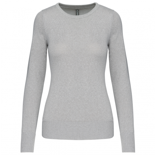 grey melange Jersey cuello redondo manga larga mujer