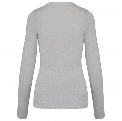 grey melange Jersey cuello redondo manga larga mujer