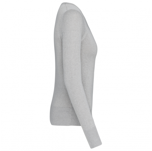grey melange Jersey cuello redondo manga larga mujer