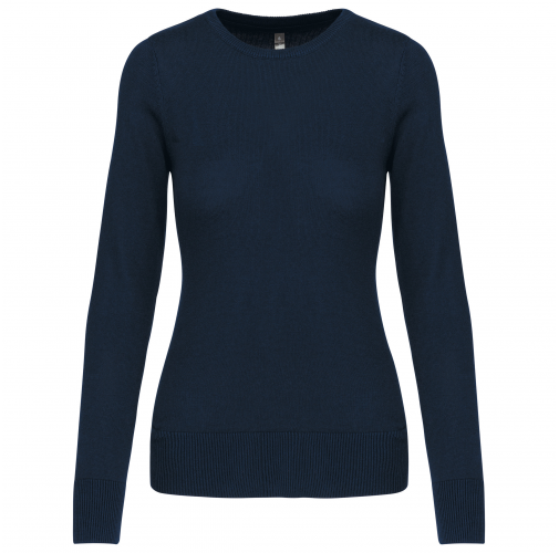 navy Jersey cuello redondo manga larga mujer