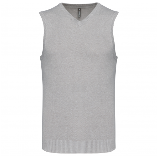 grey melange Jersey cuello de pico sin mangas