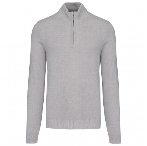 grey melange Jersey 1/4 cremallera hombre