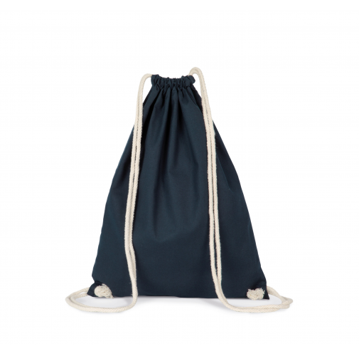 navy blue Mochila de algodón orgánico con cordones