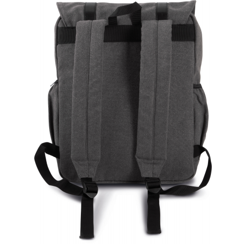 washed dark grey Mochila de tejido canvas con solapa