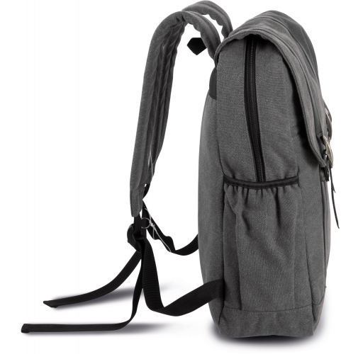 washed dark grey Mochila de tejido canvas con solapa