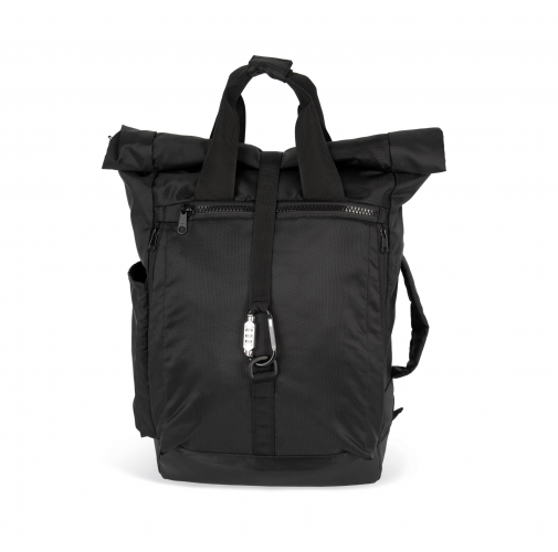 black Mochila de deporte con sistema antirrobo y riñonera extraíble