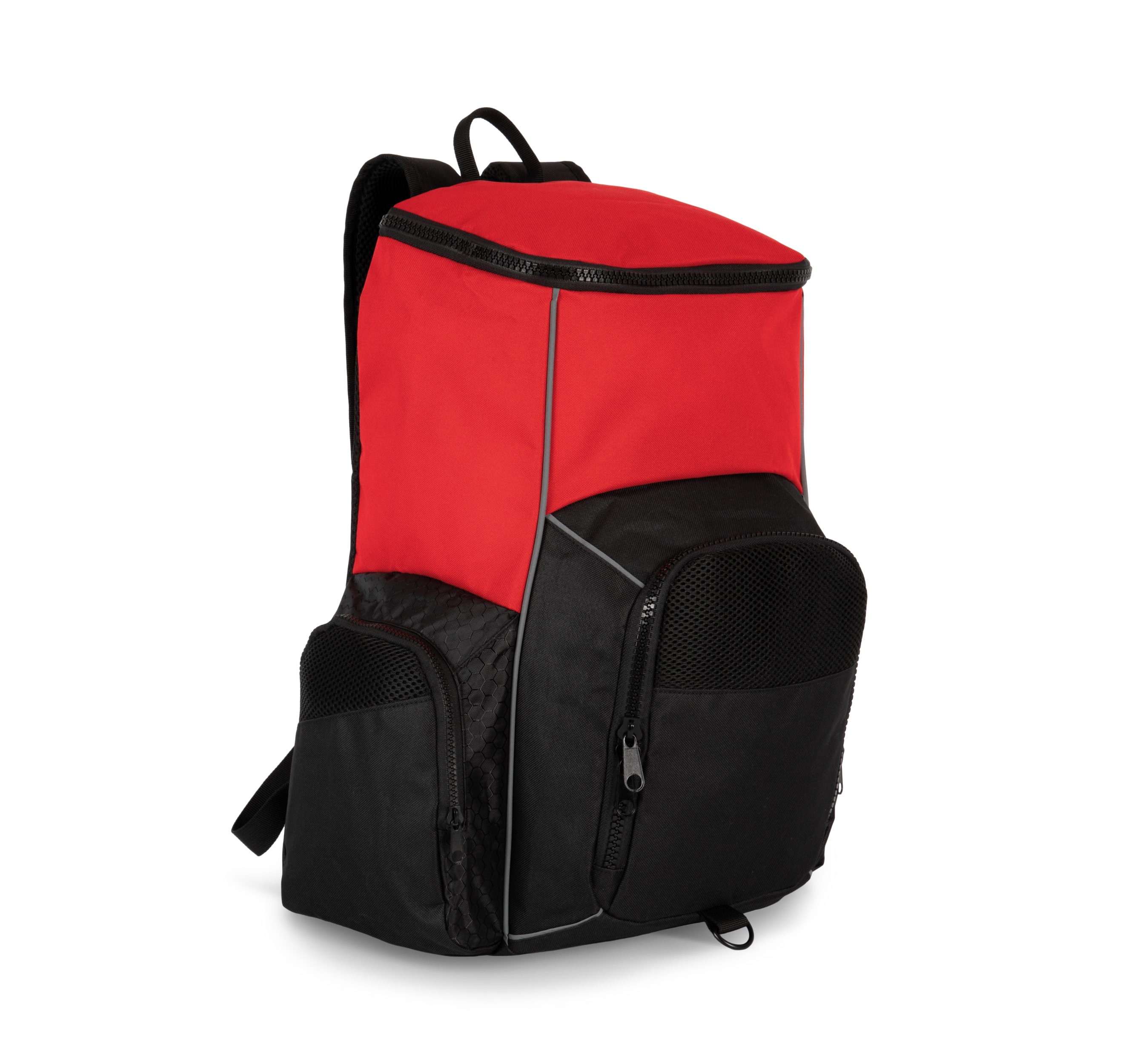 red / black Mochila de deporte con portaobjetos confeccionada en material reciclado