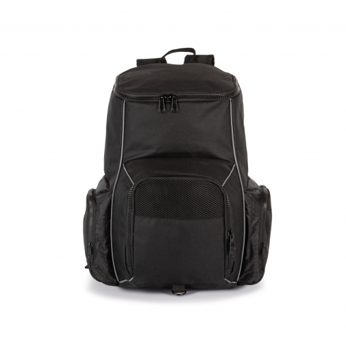 black Mochila de deporte con portaobjetos confeccionada en material reciclado