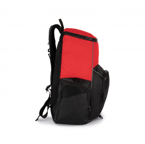red / black Mochila de deporte con portaobjetos confeccionada en material reciclado