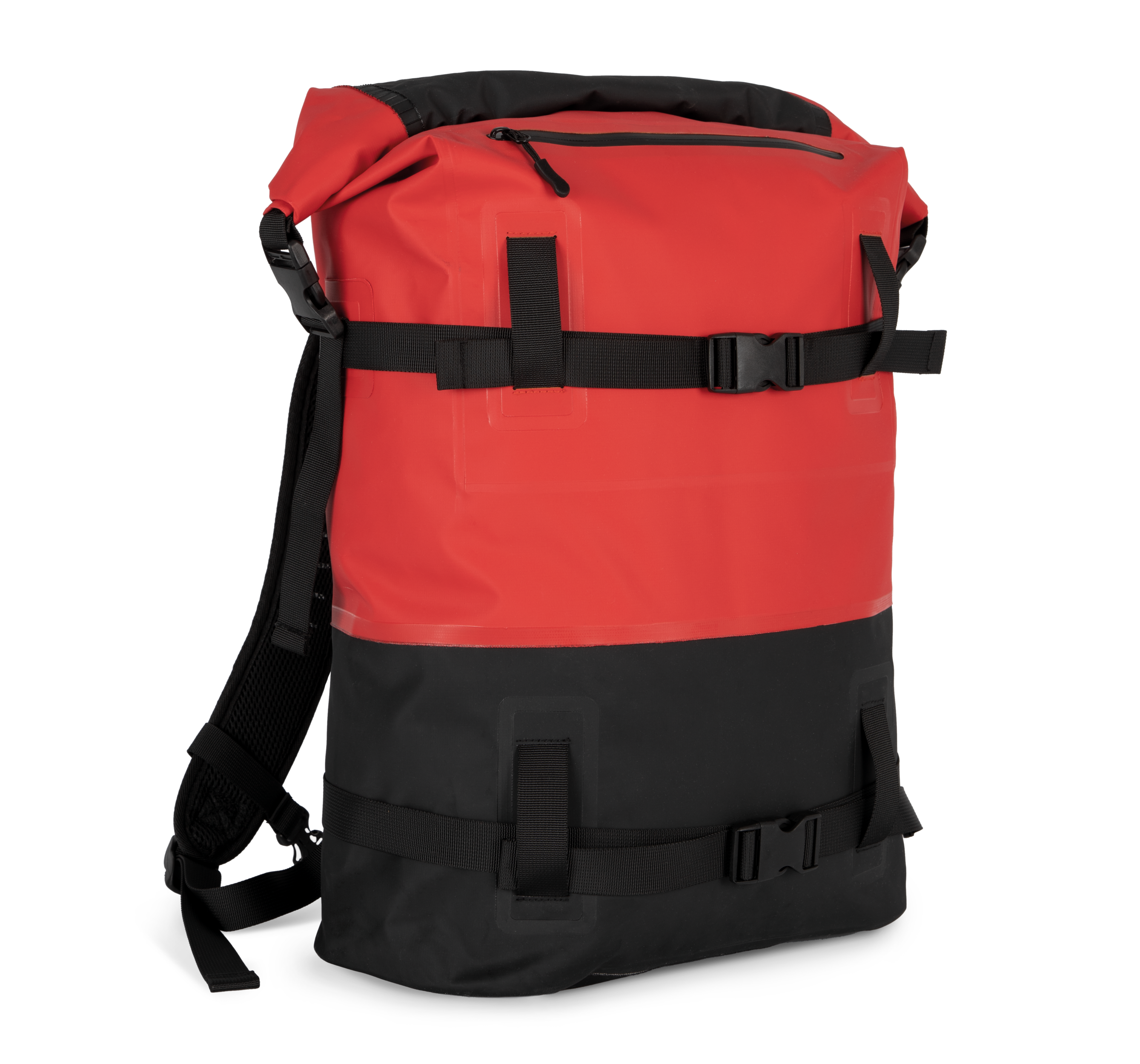 red / black Mochila impermeable con correas de compresión